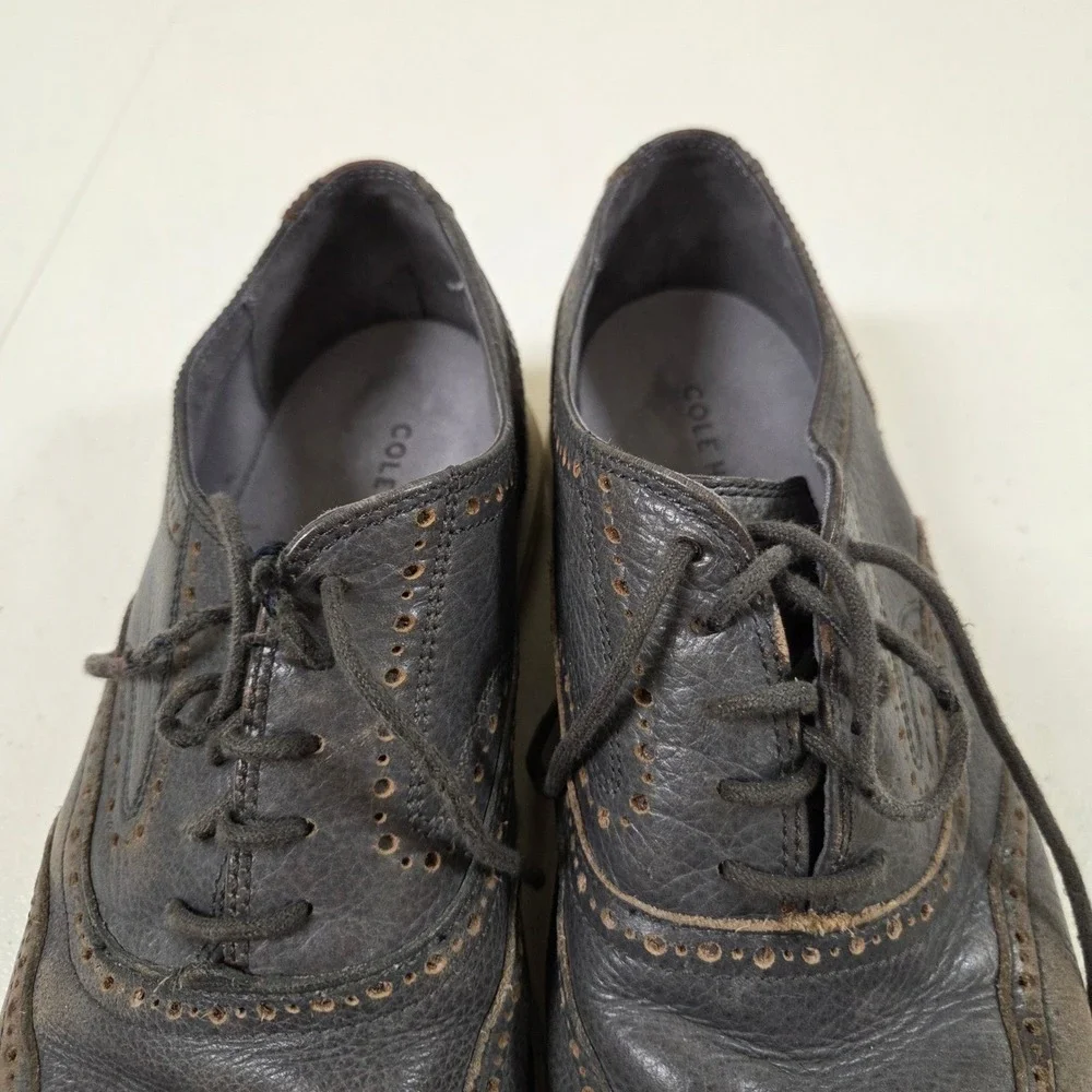 Cole Haan Lunargrand Wingtip Oxford Shoes Mens 10.5 Gray Leather C12599